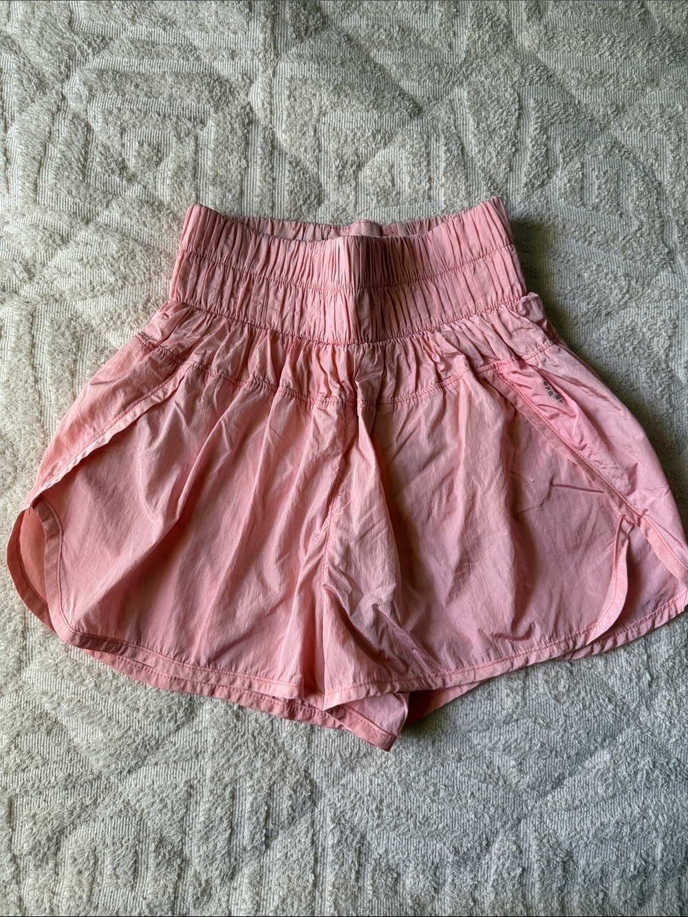 Women's Pink High-Waist Smocked Shorts
